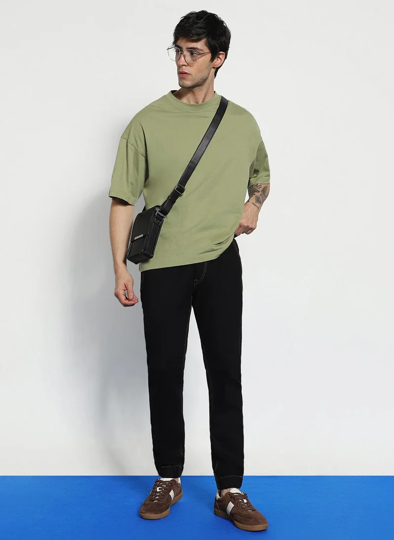 Urbano Fashion Men's Black Jogger Jeans Slim Fit Stretch